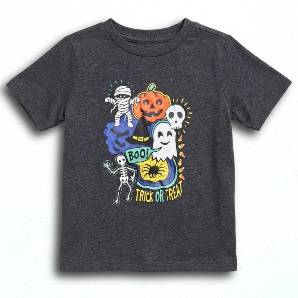 The Childrens Place Boys Halloween Graphic T-Shirt Charcoal Gray 5T